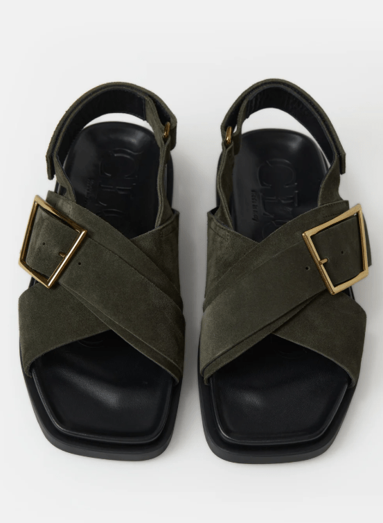 Closed Leather Buckle Sandal - The Collective Park City