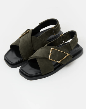 Closed Leather Buckle Sandal - The Collective Park City