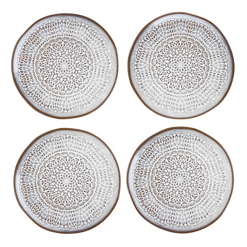 Coastal Stamped Appetizer Plates - Set of 4 - The Collective Park City