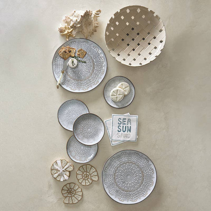 Coastal Stamped Appetizer Plates - Set of 4 - The Collective Park City