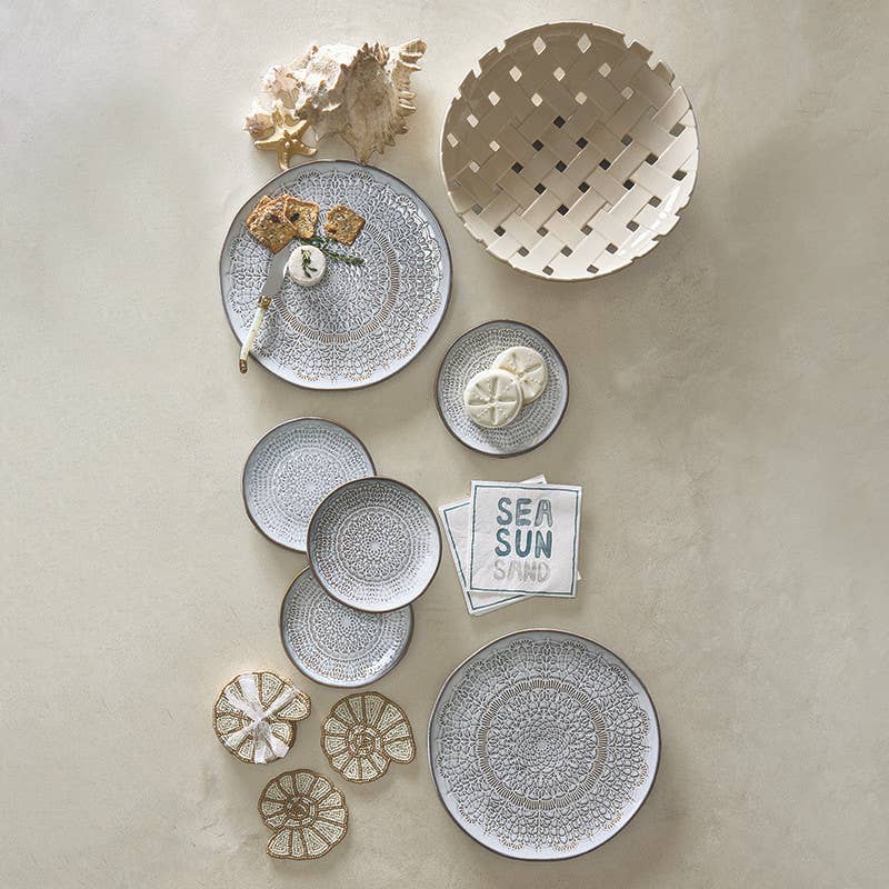 Coastal Stamped Appetizer Plates - Set of 4 - The Collective Park City