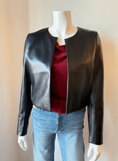 Collarless Faux Leather Jacket - The Collective Park City