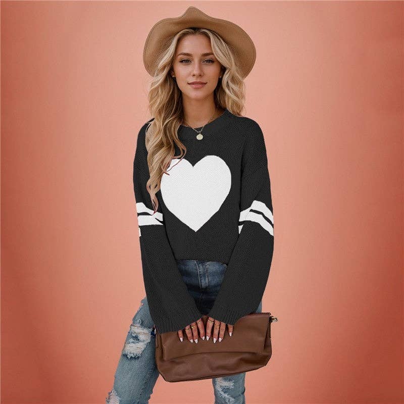 Color Blocked Heart Sweater - The Collective Park City