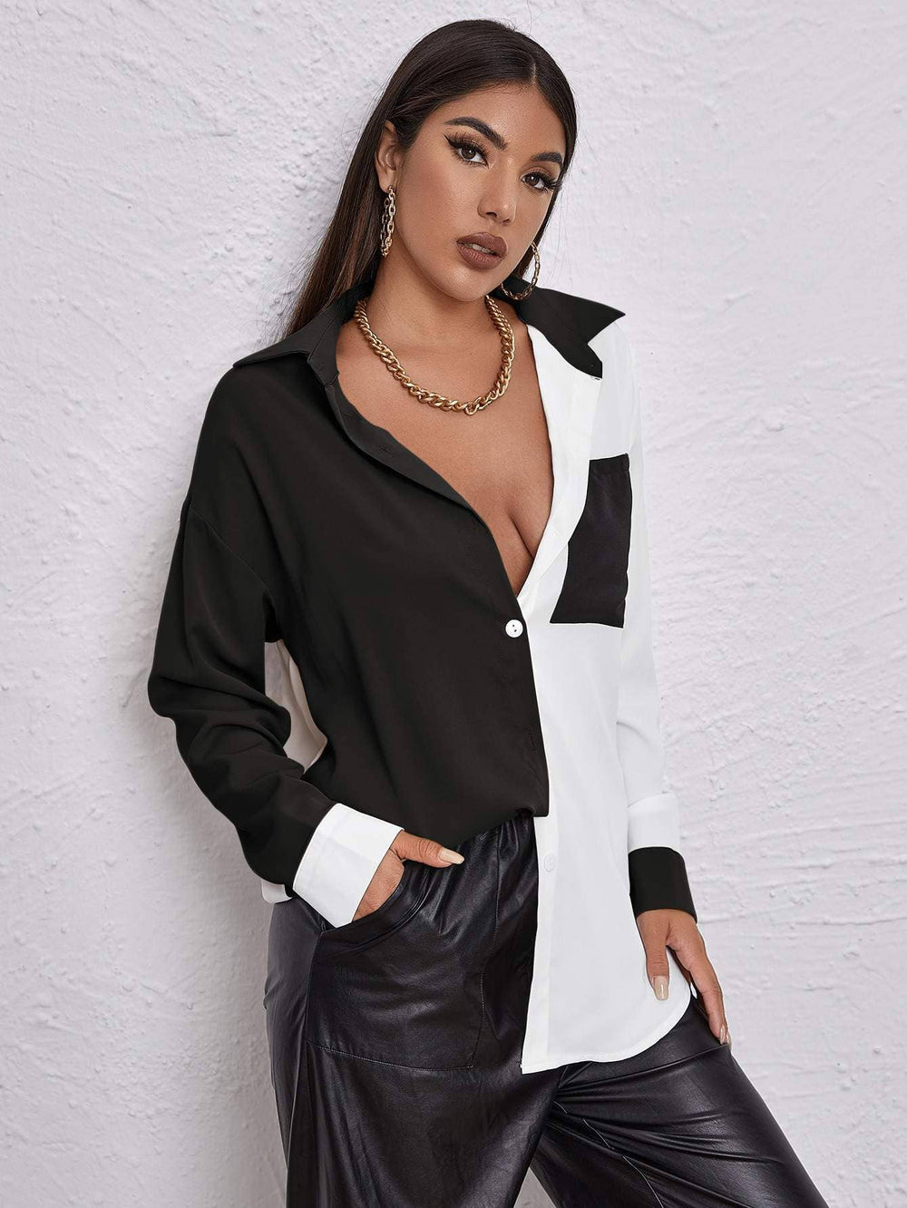 Colorblock Button Down Top - The Collective Park City