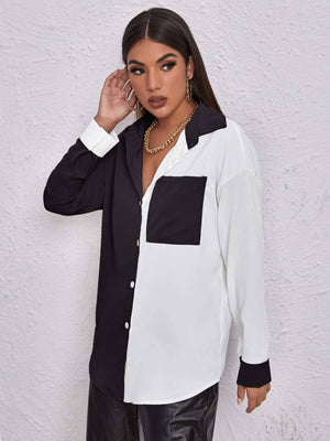 Colorblock Button Down Top - The Collective Park City