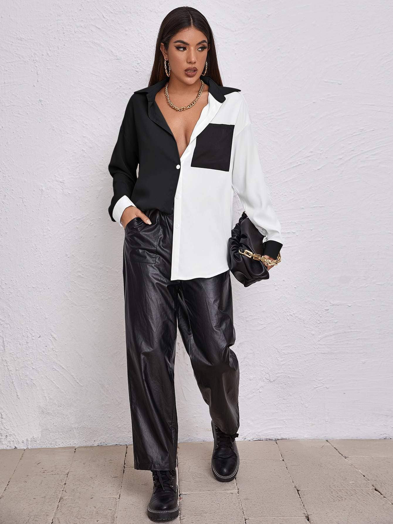 Colorblock Button Down Top - The Collective Park City