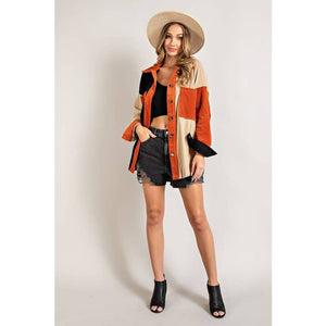 Colorblock Corduroy Shirt Jacket - The Collective Park City