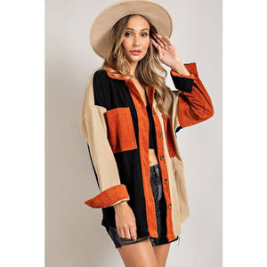 Colorblock Corduroy Shirt Jacket - The Collective Park City