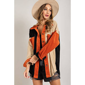 Colorblock Corduroy Shirt Jacket - The Collective Park City