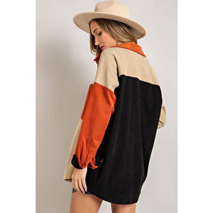 Colorblock Corduroy Shirt Jacket - The Collective Park City