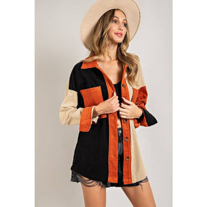 Colorblock Corduroy Shirt Jacket - The Collective Park City