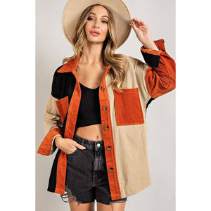 Colorblock Corduroy Shirt Jacket - The Collective Park City