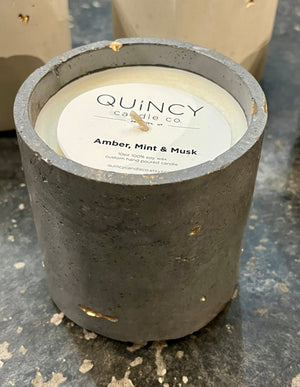 Concrete Black/Gold Candle - Sm Cylinder - The Collective Park City