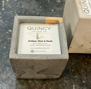 Concrete Black/Gold Candle - Sm Square - The Collective Park City