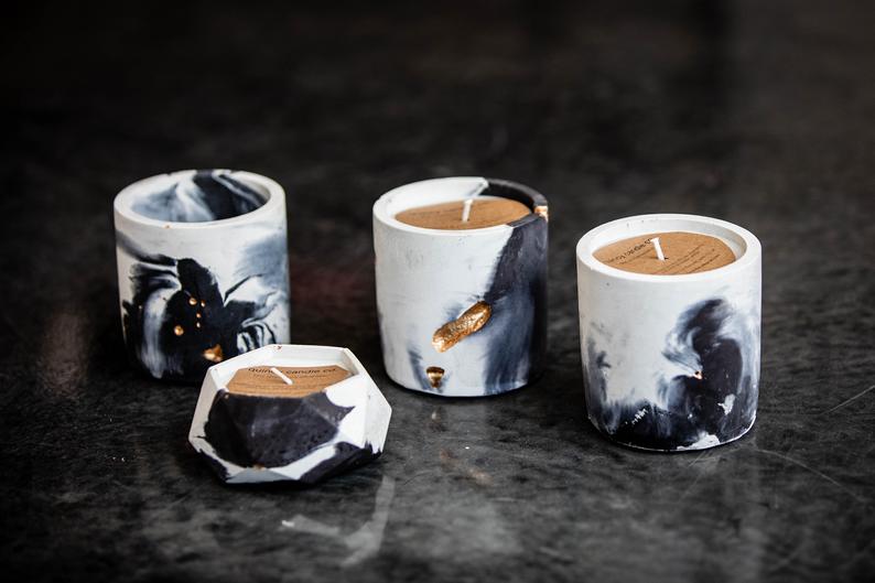 Concrete Swirl Candle - Geometric - The Collective Park City