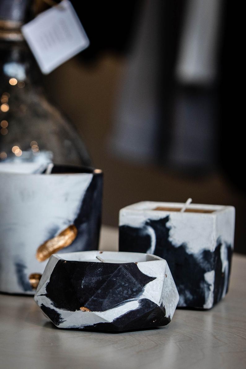 Concrete Swirl Candle - Geometric - The Collective Park City