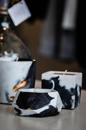 Concrete Swirl Candle - Lg Square - The Collective Park City