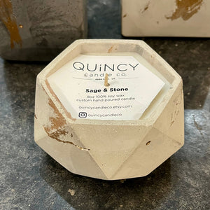 Concrete White/Gold Candle - Geometric - The Collective Park City