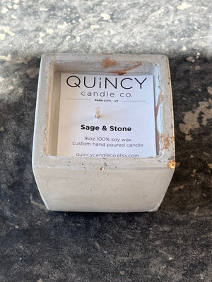 Concrete White/Gold Candle - Sm Square - The Collective Park City