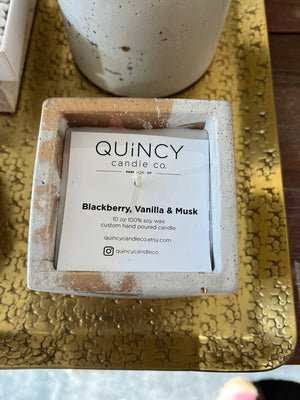 Concrete White/Gold Candle - Sm Square - The Collective Park City