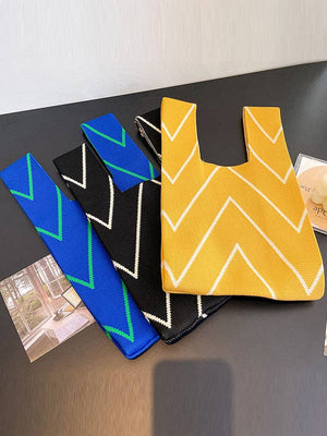 Contrast Stripe Knit Wristlet Bag - The Collective Park City