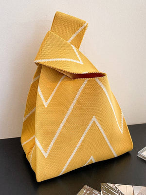 Contrast Stripe Knit Wristlet Bag - The Collective Park City