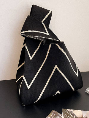 Contrast Stripe Knit Wristlet Bag - The Collective Park City