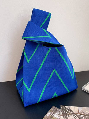Contrast Stripe Knit Wristlet Bag - The Collective Park City