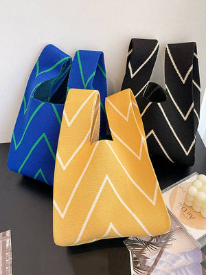 Contrast Stripe Knit Wristlet Bag - The Collective Park City