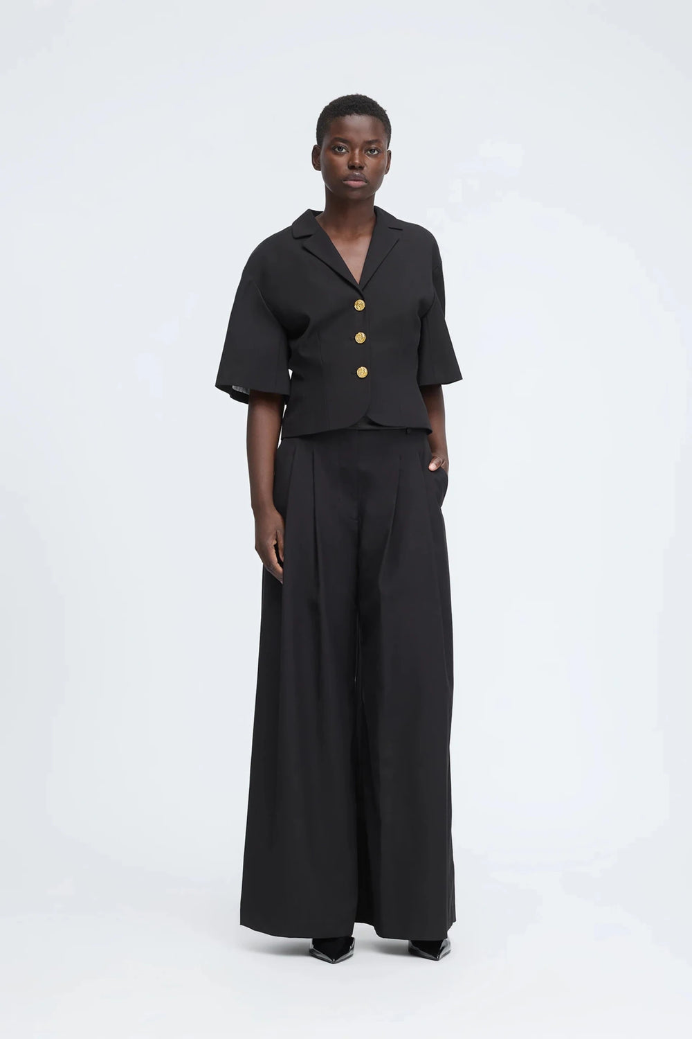 Coralie Tailored Blouse - Black - The Collective Park City