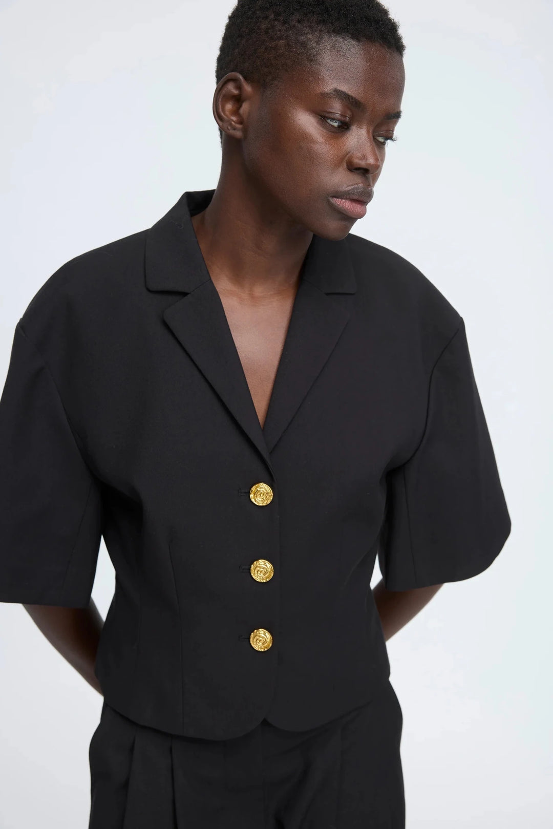 Coralie Tailored Blouse - Black - The Collective Park City