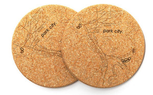 Cork Map Coasters - Set of 2 - The Collective Park City