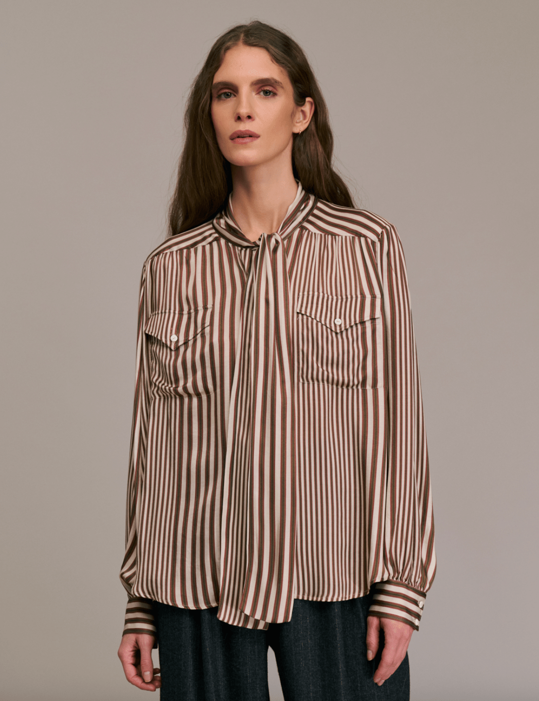 Cosa Tie Collar Blouse Top - The Collective Park City