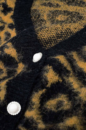 Cozy Leopard Print Cardigan Sweater - The Collective Park City