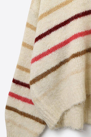Cream Oversized Sweater with Multicolor Stripes - The Collective Park City