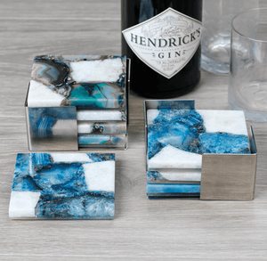 Crete Agate Coasters - Set/4 - Blue/White - The Collective Park City