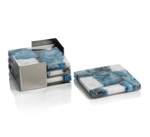 Crete Agate Coasters - Set/4 - Blue/White - The Collective Park City