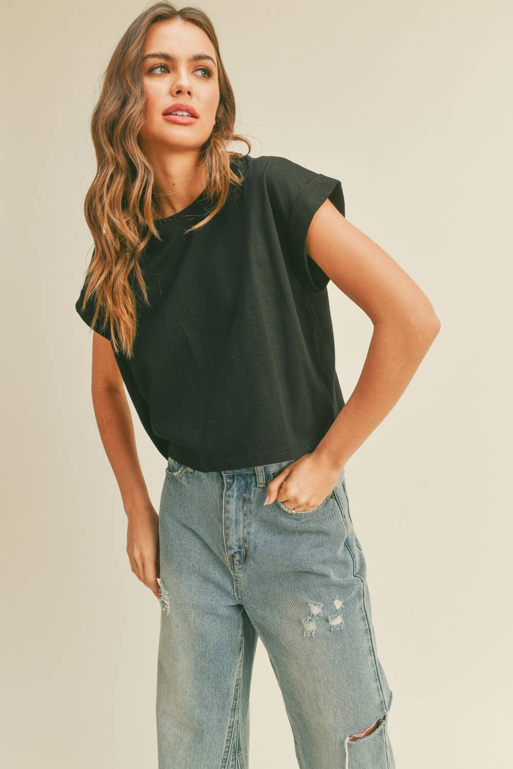 Crew Cuffed Sleeve Tee - The Collective Park City