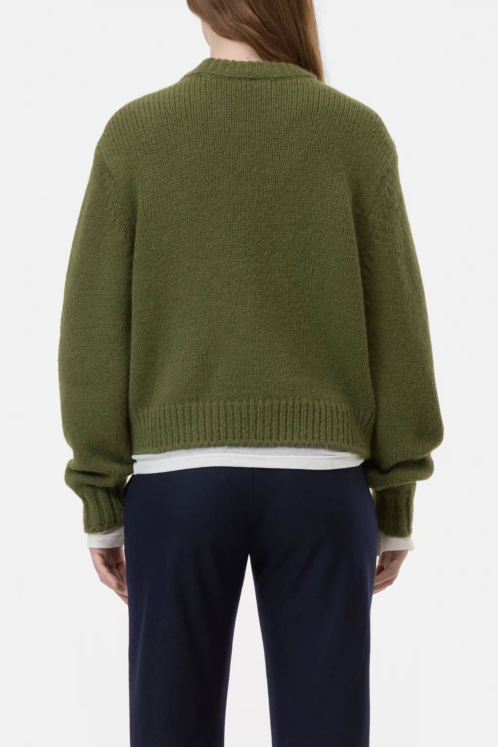Crew - Neck Alpaca Wool Sweater - Army Green - The Collective Park City