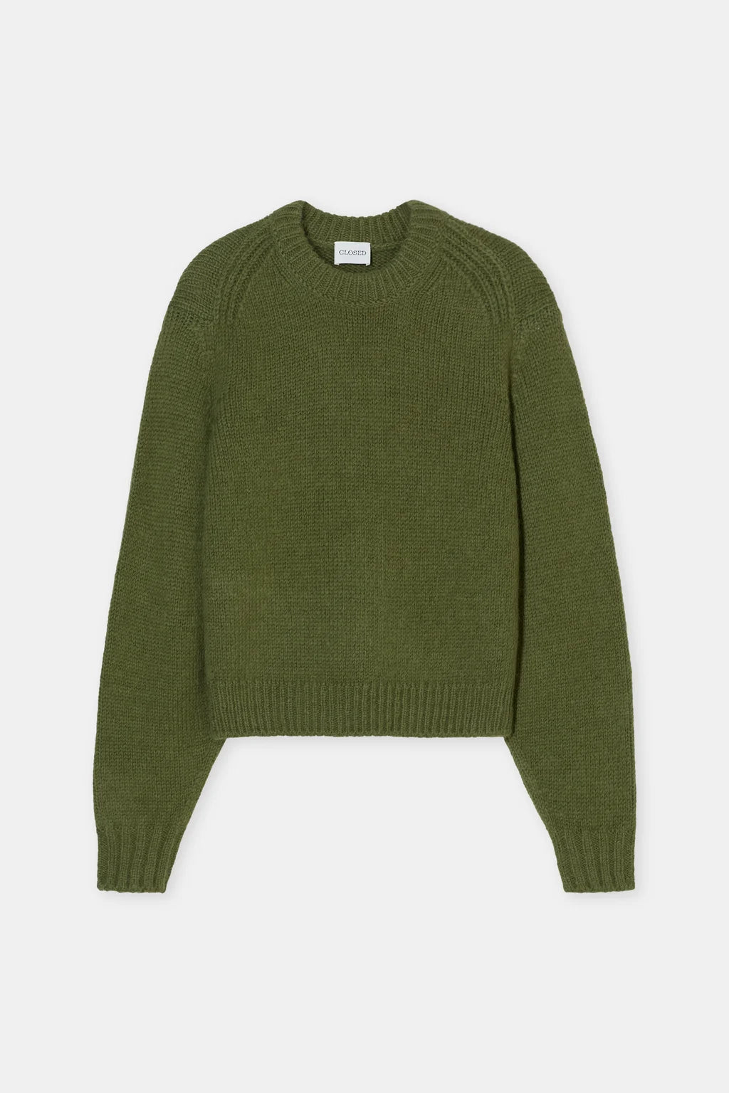 Crew - Neck Alpaca Wool Sweater - Army Green - The Collective Park City