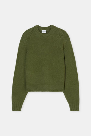 Crew - Neck Alpaca Wool Sweater - Army Green - The Collective Park City