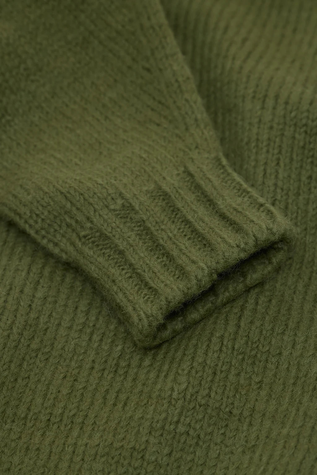 Crew - Neck Alpaca Wool Sweater - Army Green - The Collective Park City