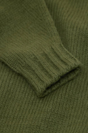 Crew - Neck Alpaca Wool Sweater - Army Green - The Collective Park City