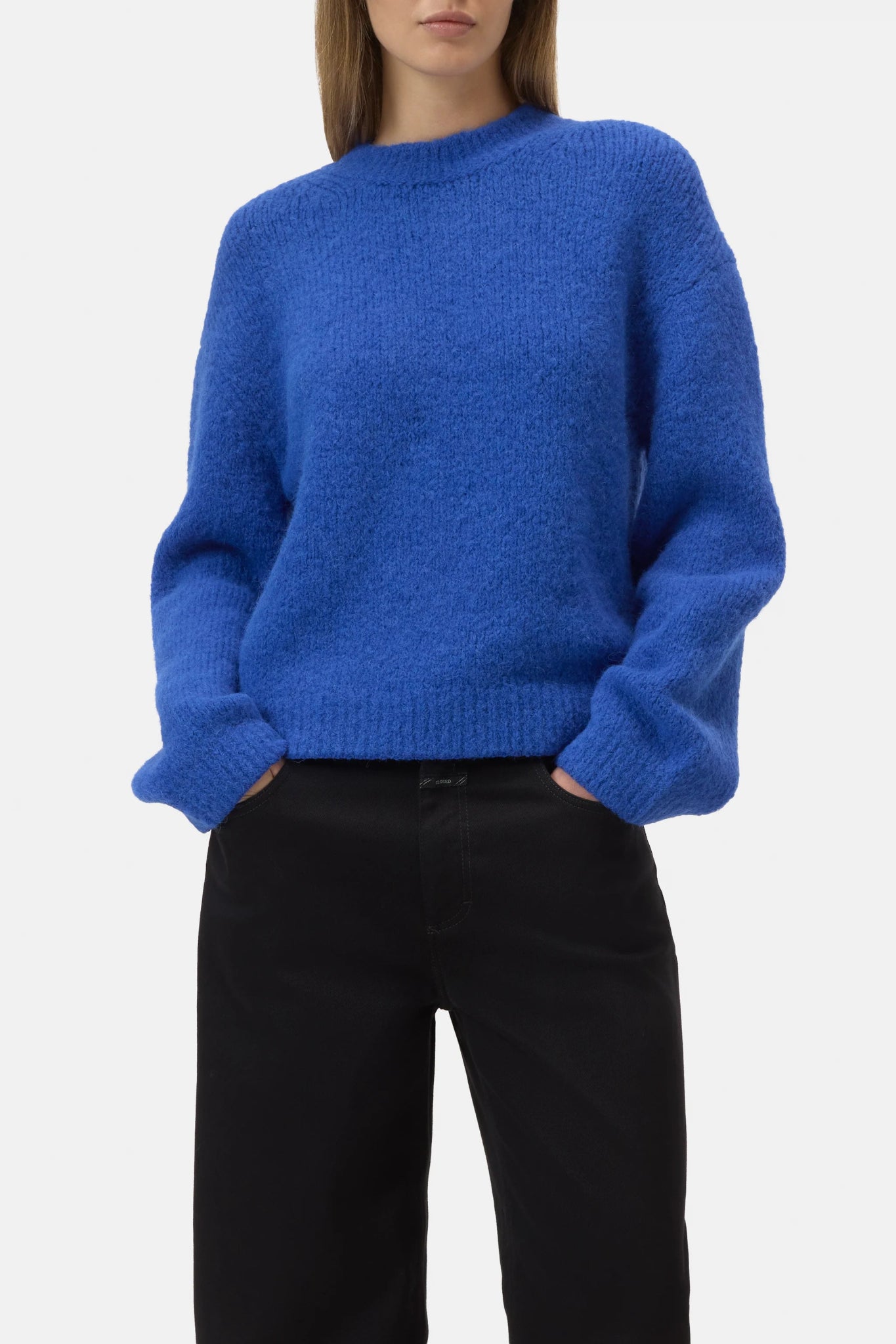 Crew - Neck Alpaca Wool Sweater - Royal Blue - The Collective Park City