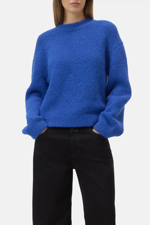 Crew - Neck Alpaca Wool Sweater - Royal Blue - The Collective Park City