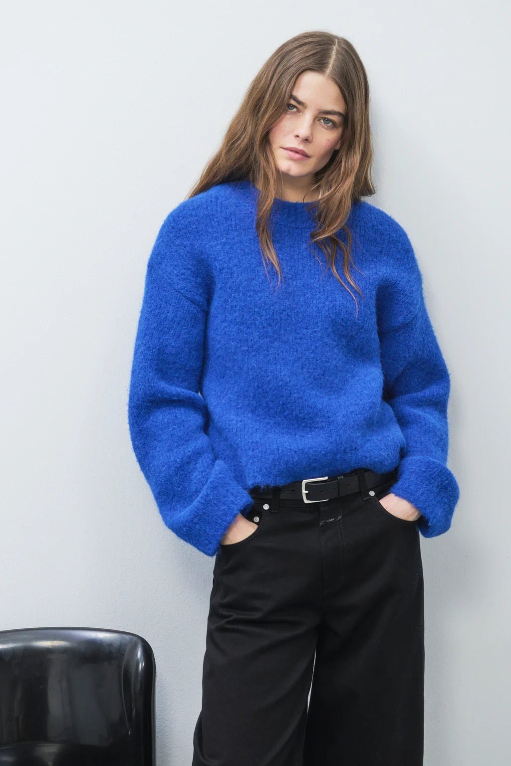 Crew - Neck Alpaca Wool Sweater - Royal Blue - The Collective Park City