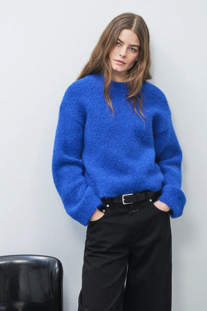 Crew - Neck Alpaca Wool Sweater - Royal Blue - The Collective Park City