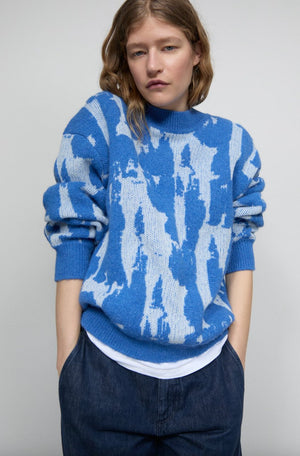 Crew Neck Jacquard Sweater - The Collective Park City