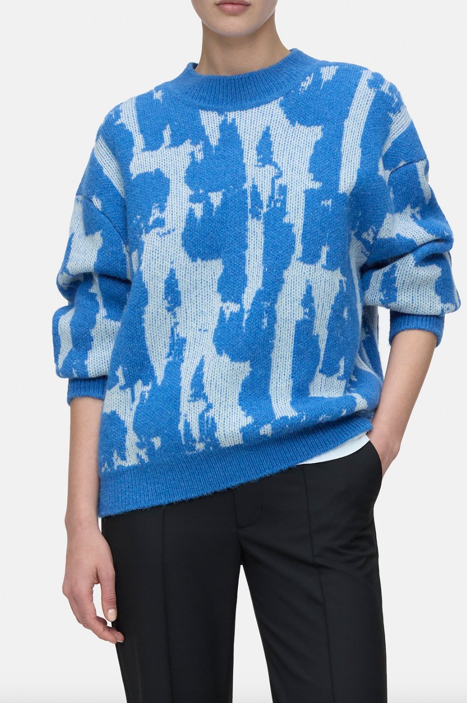 Crew Neck Jacquard Sweater - The Collective Park City