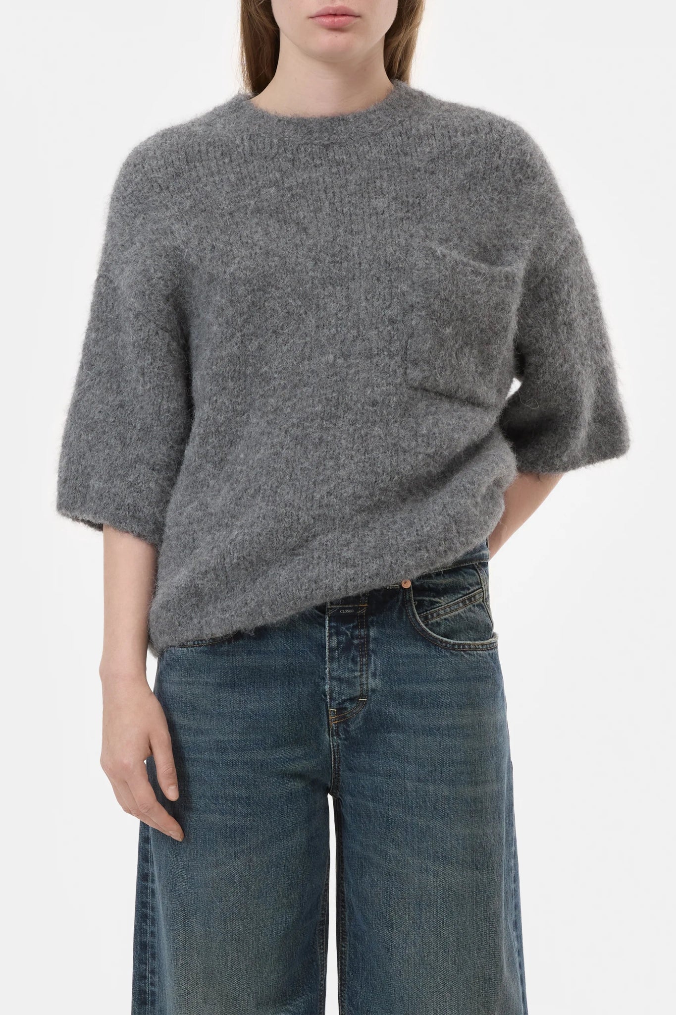 Crew - Neck Short Sleeve Alpaca Sweater - The Collective Park City